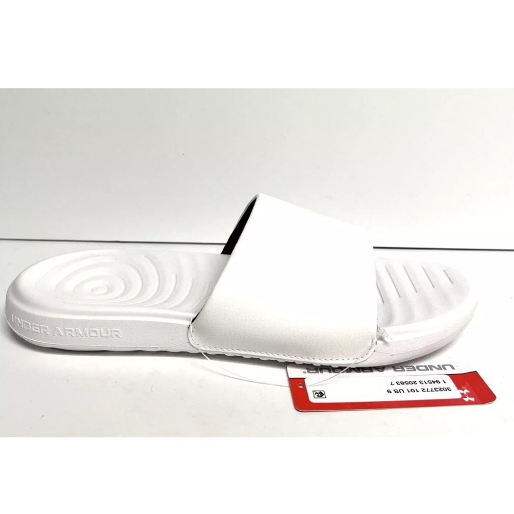 Under Armour Women’s Ansa Fixed White Slide Sandals, Size 9 M.